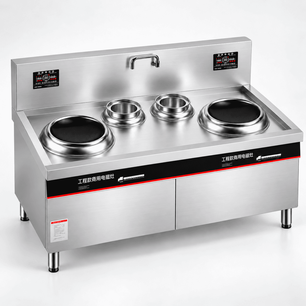 B Series double-burner double-tail induction stir-fry range front view