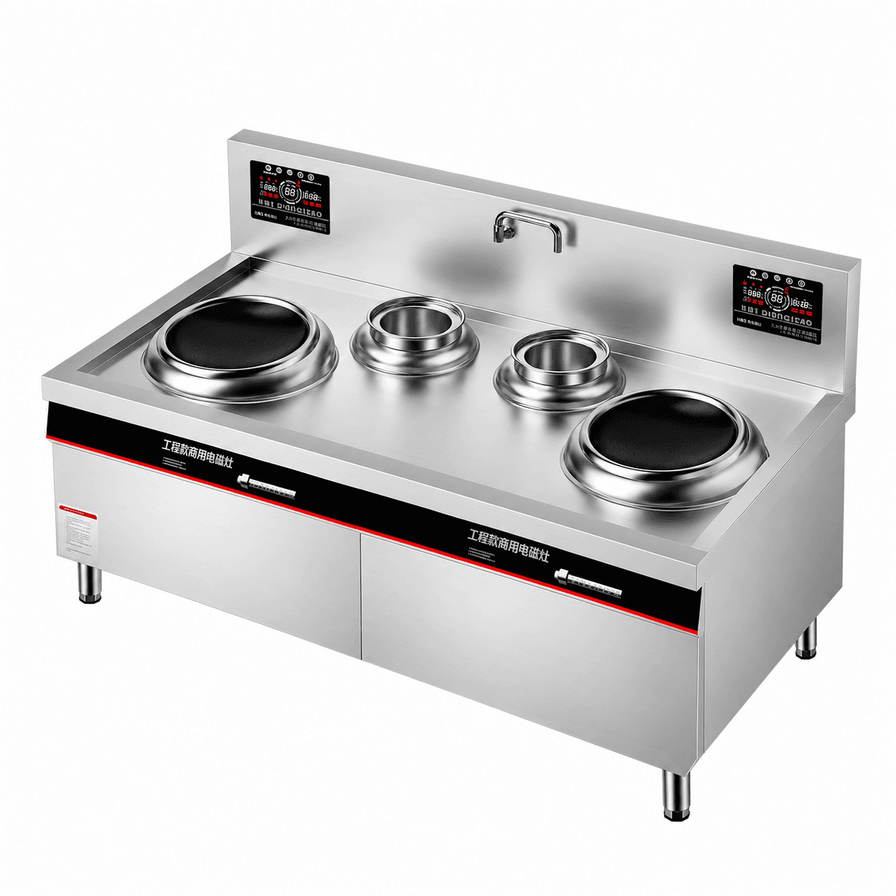 B Series double-burner double-tail induction stir-fry range front perspective