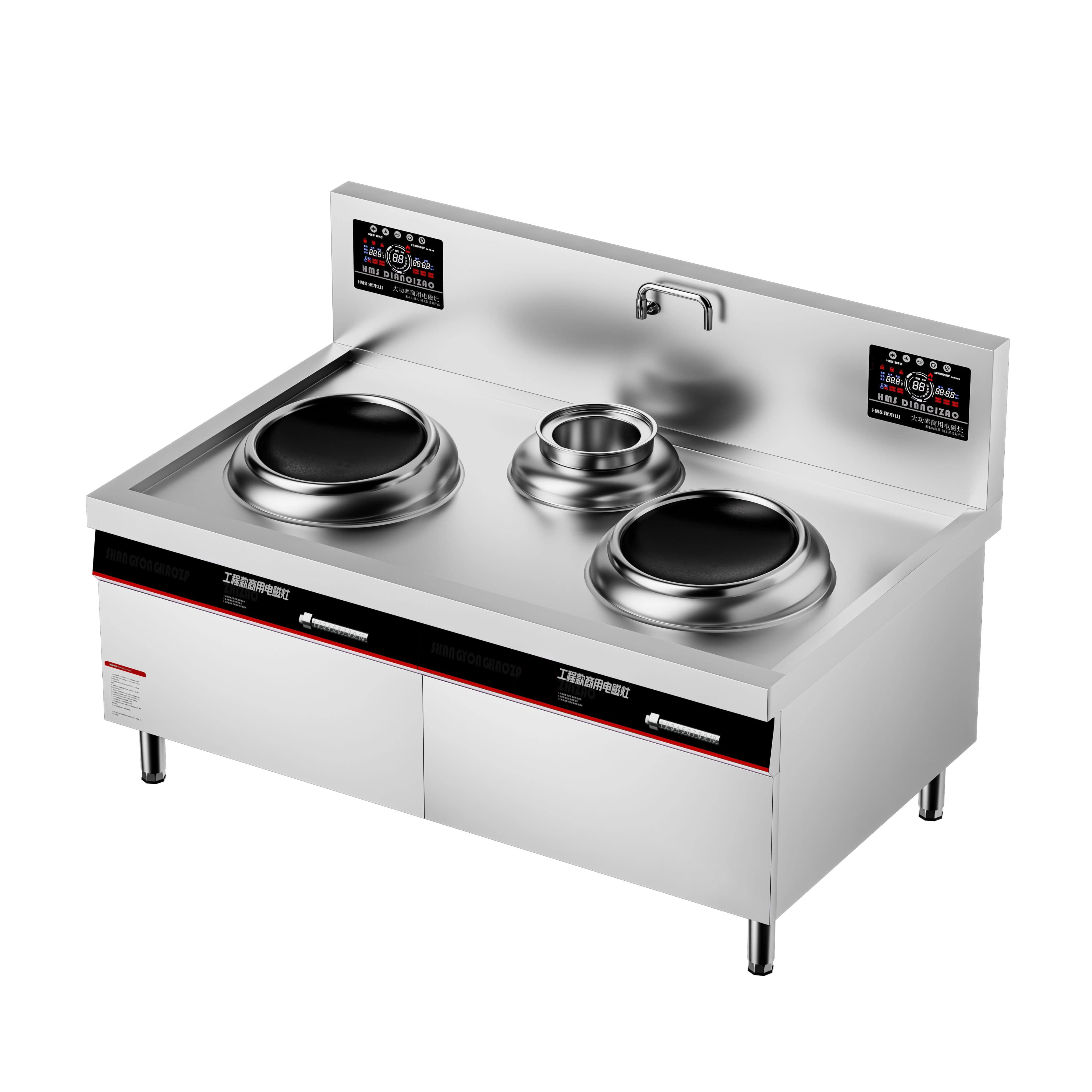 B Series double-burner single-tail stir-fry range front perspective