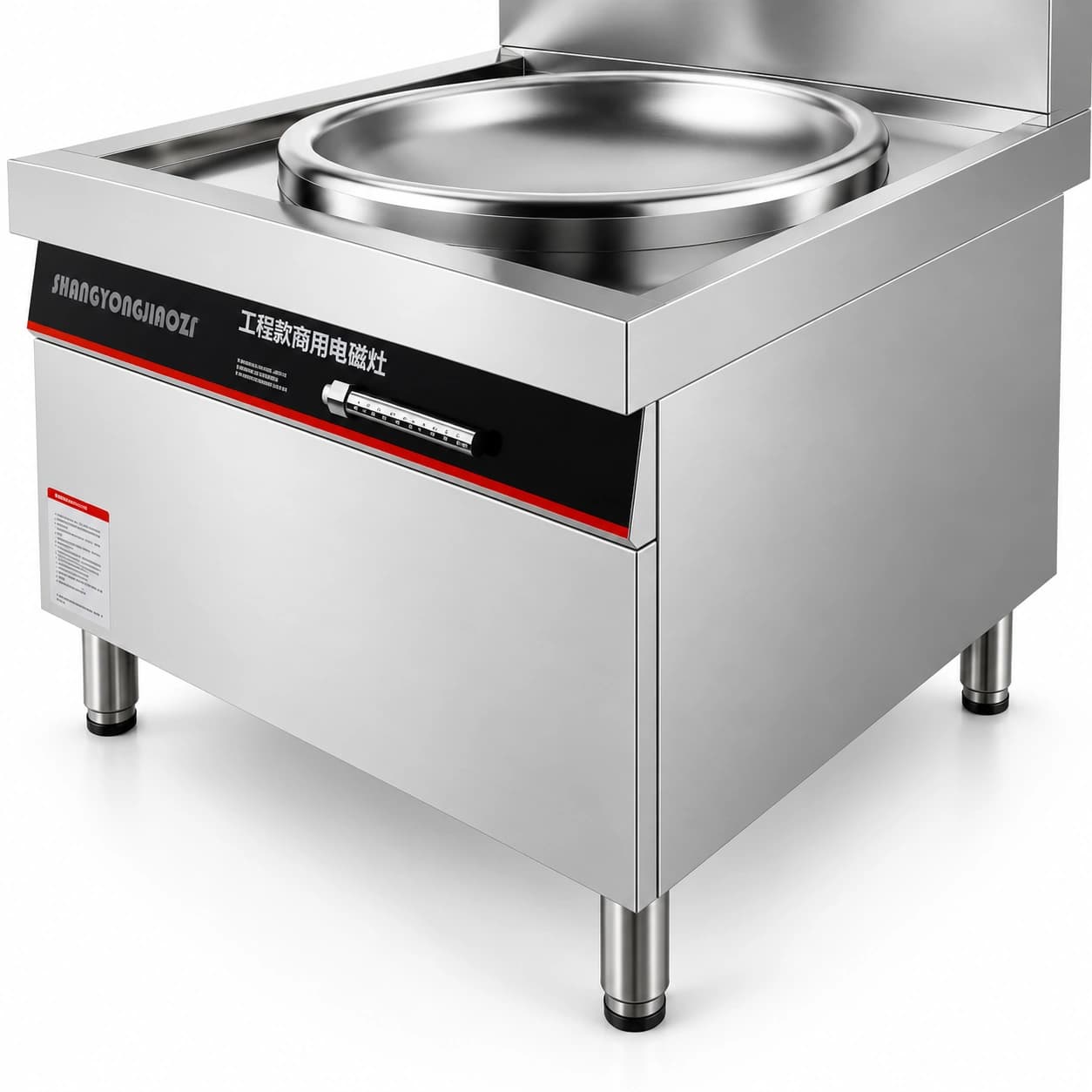 Stainless-steel cabinet detail on the B Series single-burner induction wok range