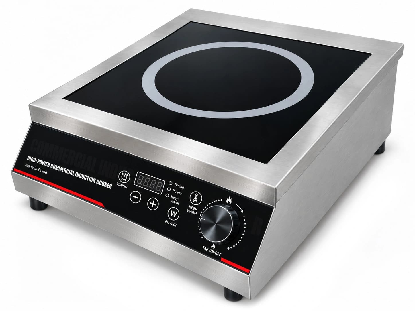 5.0 kW DC Series flat-top induction cooker angled front view